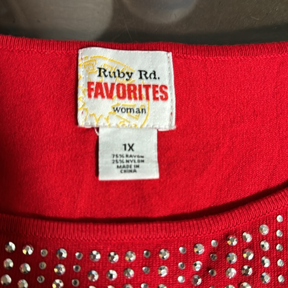 NWT Ruby Rd. Red sweater 1X - Picture 5 of 7